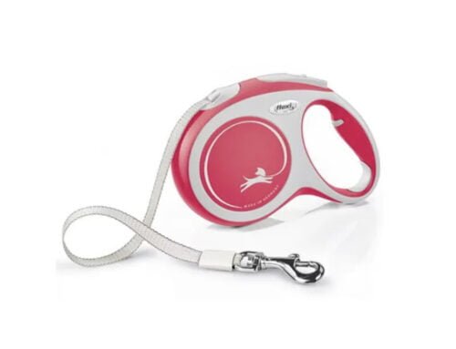 FLEXI Comfort Tape Baltas/Rožinis Pavadėlis M-5m Iki 25kg