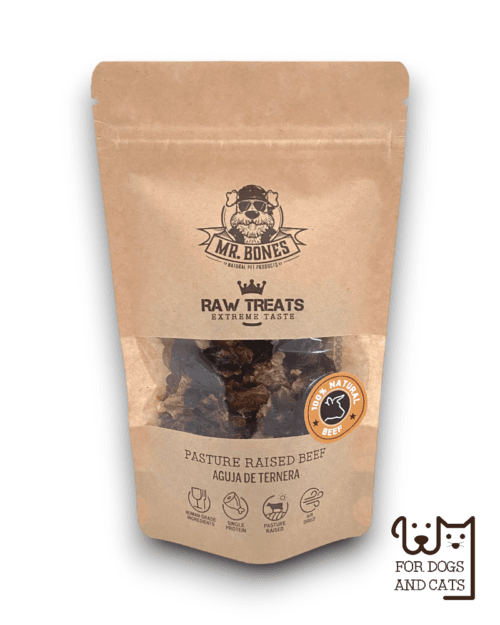 Raw-Treats-aguja-ternera-snack-natural-perro-gato-mrbones Mr.Bones džiovintas jautienos RAW natūralus skanėstas