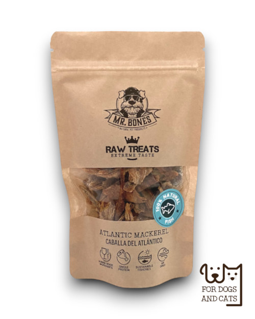 Raw-Treats-caballa-atlantico-snack-natural-perro-gato-mrbones Mr.Bones džiovintas skumbrės RAW natūralus skanėstas šunims ir katėms