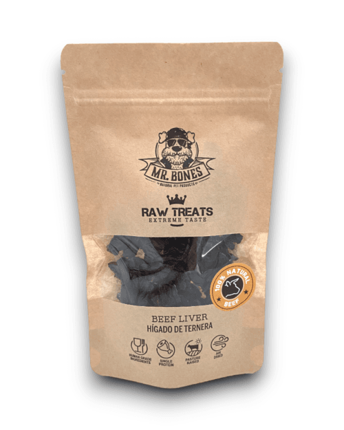 Raw-Treats-higado-ternera-snack-natural-perro-gato-mrbones- Mr.Bones džiovintas jautienos kepenys RAW natūralus skanėstas šunims ir katėms