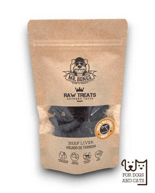 Raw-Treats-higado-ternera-snack-natural-perro-gato-mrbones Mr.Bones džiovintas jautienos kepenys RAW natūralus skanėstas šunims ir katėms