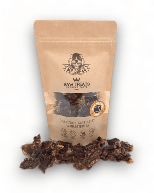 Snack-natural-ternera-vacuno-perro-gato-raw-treats-mrbones Mr.Bones džiovintas jautienos RAW natūralus skanėstas