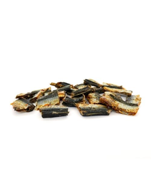 snack-pescado-perro-gato-boqueron-natural-chuche-raw-treats-mrbones Mr.Bones džiovintų ančiuvių RAW natūralus skanėstas šunims ir katėms