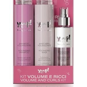 Yuup! Volume & Curls Coats Kit – profesionalus priežiūros rinkinys, specialiai sukurtas garbanotam ir tankiam kailiui. Užtikrina apimtį, drėkinimą ir lengvą iššukavimą, suteikia kailiui elastingumo ir sveiko blizgesio.