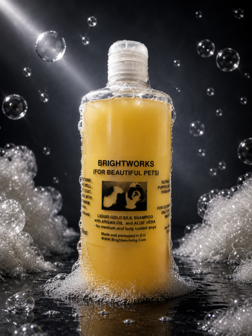Brightworks „Liquid Gold“ drėkinamasis šampūnas su arganų aliejumi ir alavijais